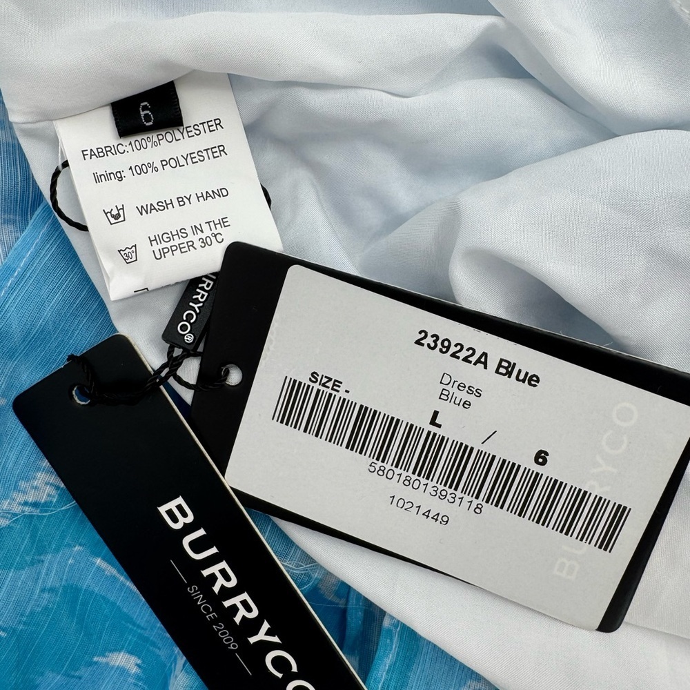 Burryco Tiered Maxi Dress Blue Size 6 NWT Boho Flowy Cocktail Wedding Romantic - Picture 7 of 9